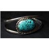Image 1 : Hand made Native American Sterling Cuff Bracelet-Spiderweb Turquoise Cabochon--by "POPPI"