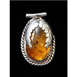 Baltic Amber and Sterling Silver Pendant by "POPPI"