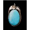 Image 1 : Beautiful Hand Made Native American Sterling Pendant-Easter Blue Turquoise Cabochon by "POPPI"