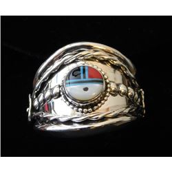 Hand made Native American Sterling Ring-Zuni style Sun Face, Heavy mans ring by "POPPI"