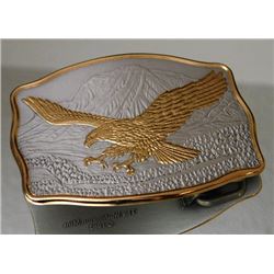 1982 Rare 4.75oz Sterling & 24kt Gold Commerative Belt Buckle-EAGLE SN-0308