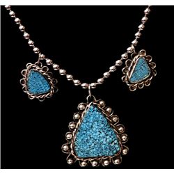 Kingman Spider web Turquoise and Sterling Silver with Sterling Beads-by "POPPI"