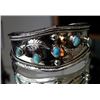 Image 1 : Sterling Silver & Robin Egg Color Turquoise Native American Cuff Bracelet-"POPPI"