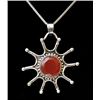 Image 1 : Sunface Style with Sterling Silver and Fire Opal Pendant-"POPPI"