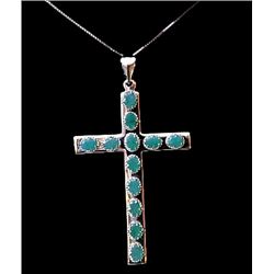 Beautiful Sterling Silver & Emerald Religious Cross-"POPPI"
