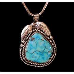 Nice Sterling Silver Morenci Turquoise & Pyrite Southwestern Native Necklace-"POPPI"