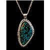 Image 1 : Sterling Silver & Spider web Turquoise Southwestern Pendant-24" Sterling Necklace-"POPPI"