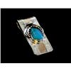 Image 1 : Solid Sterling Silver and Kingman Turquoise Money Clip-"POPPI"