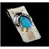 Image 2 : Solid Sterling Silver and Kingman Turquoise Money Clip-"POPPI"