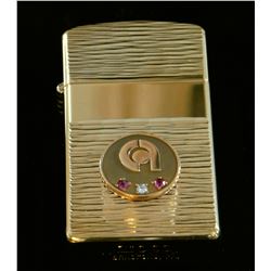 Custom 10k YG with Sapphires and Diamond Zippo Lighter-New