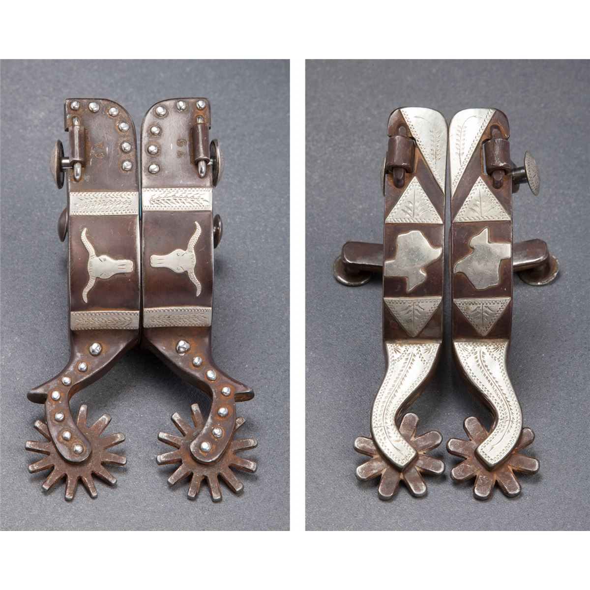 Two Pair of Texas Longhorn Spurs