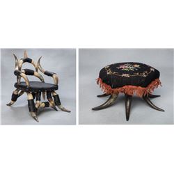 Child's Horn Chair & Stool