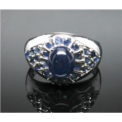 #3 STERLING SILVER SAPPHIRE 4.0cT & 0.60ct. MEN'S
