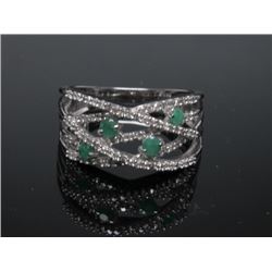 #16 14K GOLD EMERALD 0.20ct & 76 SIDE DIAMONDS