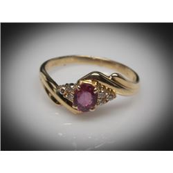 #18 18K GOLD RUBY 0.43ct & DIAMOND 0.06ct RING