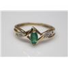 Image 1 : #22 14K GOLD EMERALD 0.30cT & 8 SIDE DIAMONDS