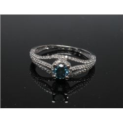 #35 14K GOLD BLUE DIAMOND 0.34ct & 110 SIDE WHITE