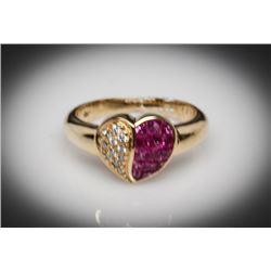 #38 18K GOLD RUBY 0.40ct & DIAMOND 0.10ct HEART-