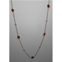 #41 10K GOLD GARNET & WHITE QUARTZ NECKLACE