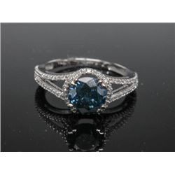 #44 14K GOLD BLUE DIAMOND 1.61ct & 76 SIDE WHITE