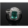Image 1 : #52 PLATINUM 900 EMERALD 1.53ct 22 SIDE DIAMONDS