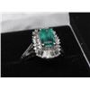 Image 2 : #52 PLATINUM 900 EMERALD 1.53ct 22 SIDE DIAMONDS