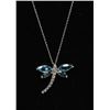 Image 1 : #68 10K GOLD BLUE TOPAZ & 10 SIDE DIAMONDS 0.05ct