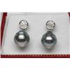 Image 1 : #93 STERLING SILVER PEARL & DIAMOND 0.1ct EARRINGS