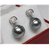 Image 2 : #93 STERLING SILVER PEARL & DIAMOND 0.1ct EARRINGS