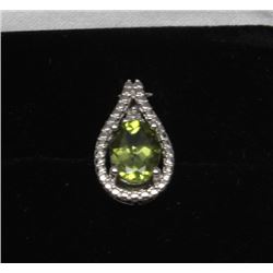 #96 STERLING SILVER PERIDOT & DIAMOND PENDANT