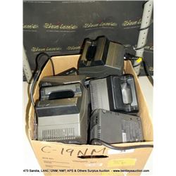 BOX: ASSORTED BATTERY CHARGERS 10+