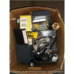 BOX: ASSORTED ELECTRONICS-BATTERIES, METERS