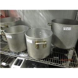 Shelf Lot of 4 Various Size Stock Pots