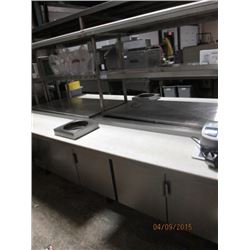 8' Refrigerated Prep Table with Double Sided with Overshelves and Order Rails