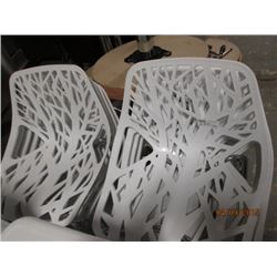 Lot of 10 White Plastic and Metal Chairs