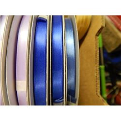 SF SATIN RIBBON - 100 YARDS PER SPOOL - 3 SPOOLS PER LOT - 36 ROYAL(2), SMOKE BLUE(1)