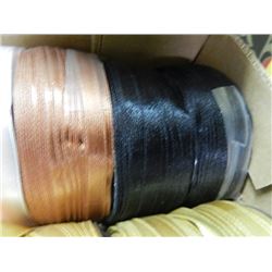 SF SATIN RIBBON - 100 YARDS PER SPOOL - 3 SPOOLS PER LOT - BLACK(2), COPPER(1)