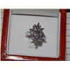 Image 2 : RING - AMETHYST AND DIAMOND - MARQUISE CUT - SET IN STERLING SILVER - 16 AMYTHYSTS AND 4 DIAMONDS - 