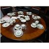 Image 2 : ROUND INLAID DINING TABLE WIHT 4 FAUX LEATHER DINING CHAIRS