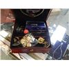 Image 2 : JEWELRY BOX WITH ASSORTED JEWELRY AND WATCH