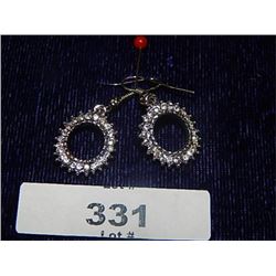 EARINGS - SILVER TONE WITH RHINESTONES - ROUND