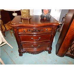 ORNATE SIDE TABLE - NEW - THREE DRAWER - as-is