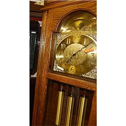 HOWARD MILLER GRANDFATHER CLOCK - WITH MOON PHASE DIAL - WITH WEIGHTA AND PENDULUM - KEY IN OFFICE  