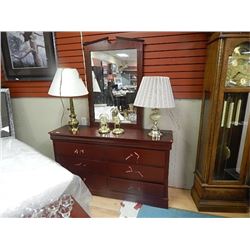 NEW MAHOGANY STYLE DRESSER - 6 DRAWER W/ MIRROR