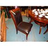 Image 1 : LEATHER AND WOOD DINING CHAIRS - 4 X BID