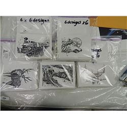 ASSORTED NEW GREATING CARDS - 6 DESIGNS = 36  TTL