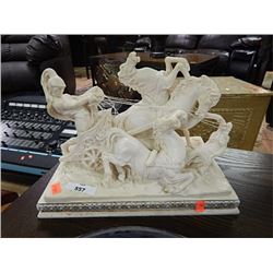 ITALIAN MARBLE STATUETTE - HORSE AND CHARIOT