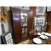 Image 2 : VINTAGE OAK WARDROBE - MIRRORED FRONT - REALLY GOOD CONDITION - WITH CROWN AND BASE - 3 PC EASE FOR 