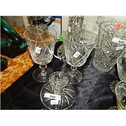 PIN WHEEL CRYSTAL - WINE GLASSES (2) AND 1 CANDLE HOLDER