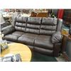 Image 1 : NEW LEATHER RECLINING CHESTERFIELD - DOUBLE RECLINING - BROWN -  NEW OUT OF PACKAGE